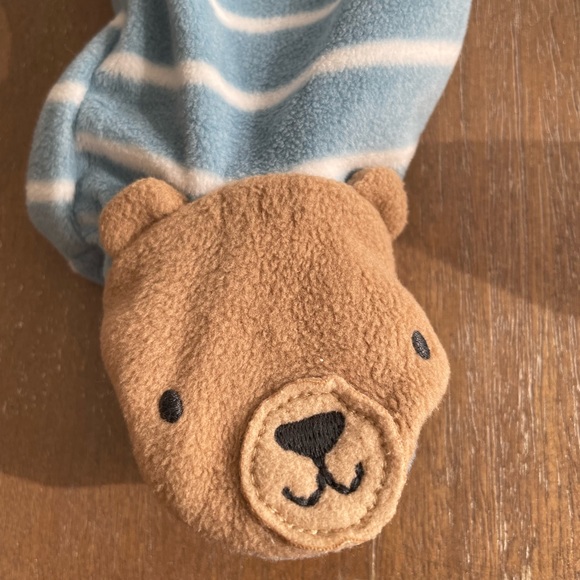 🎀  5 for $30 Just for you Footie Zipper Pajamas Soft Fleece 3M blue teddy bear - Picture 2 of 5